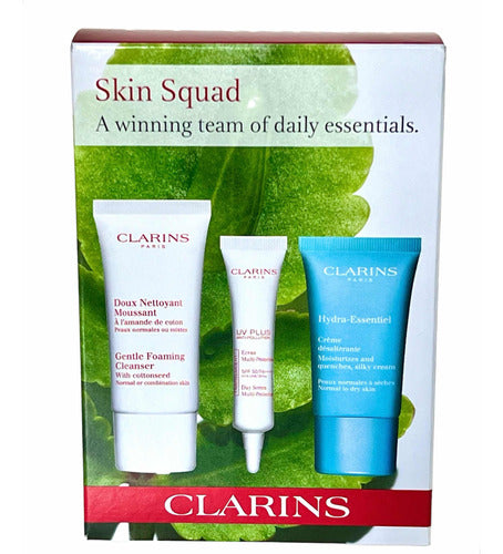 Clarins Skin Squad Travel Kit - UV Plus SPF 50+ Cleansing Mousse + Hydra - Clarins Kit Set 3U. Uv Plus Spf 50+ Mousse Limpieza + Hydra