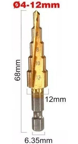 Mecha Broca Metales Escalonada Titanio 4-12mm Ruhlmann 1