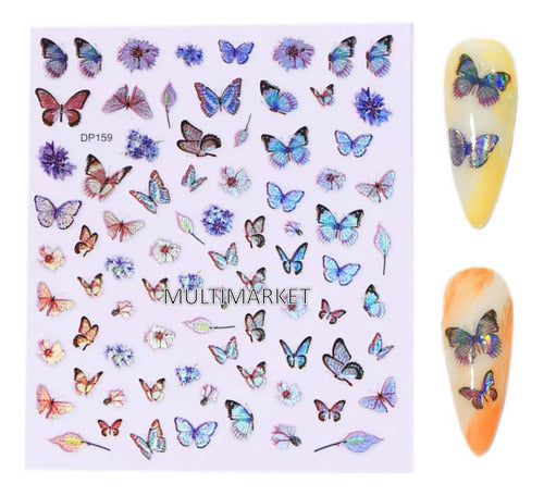 Self-Adhesive Nail Stickers - Butterflies - Nail Art 129