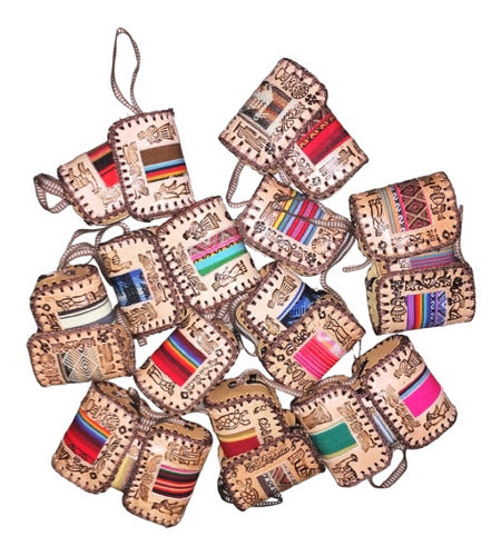Andean Leather and Aguayo Keychain Coin Purses x12 - Souvenirs 2