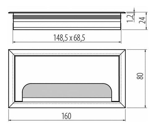 Castelmax Rectangular Cable Pass-Through with Brush for Desk 160x80 1