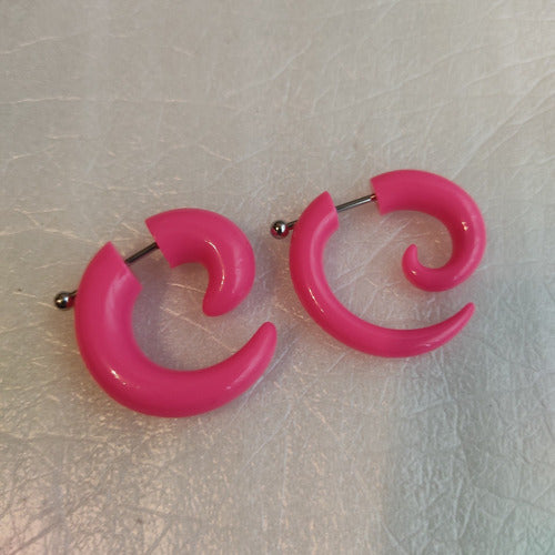 Acrylic Steel Spiral Fake Expander Horn Earrings Piercing 3-4 cm 90