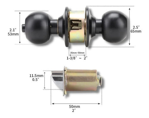 AristaUruguay Black Lacquered Steel Knob Lock with Key 1