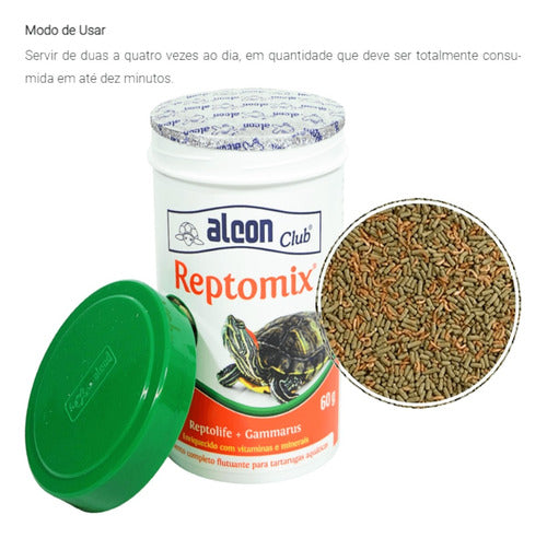 Ração Alcon Club Reptomix 60g Tartarugas Aquáticas Kit Co 4