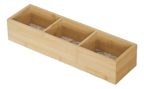 Veranova Bamboo Organizer Box with 3 Divisions - Marble Effect Base 0