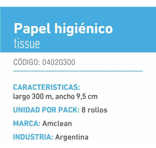 Amclean Bolson Papel Higiénico 8 Rollos X 300mts Blanco 3