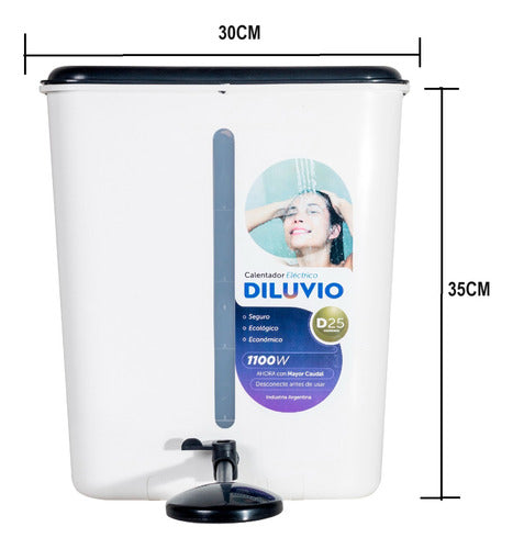 Diluvio Electric Heater Shower with Plastic Tank 25L 1100W 1