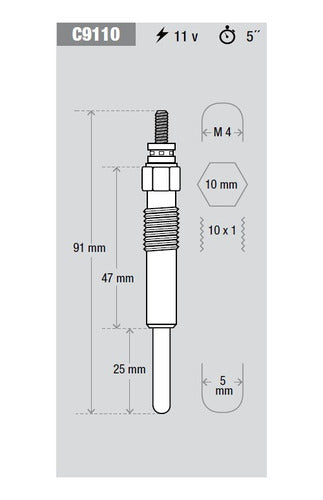 Kessel Preheating Glow Plug Compatible with Renault Land Rover 1