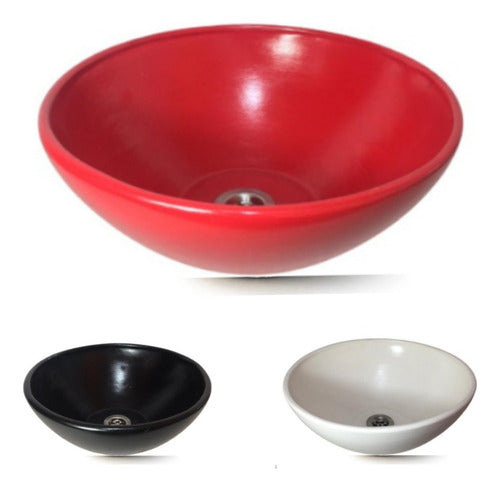 Hand-Painted Laquered Ceramic Basin for Countertop 1