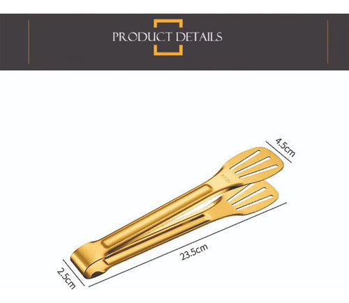 Decotech Multi-Purpose Kitchen Tongs 23cm Ice Fried Serving Gold 3