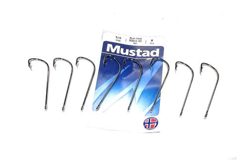 Mustad Hooks 5/0 Long Shank 92611 - Pack of 8. Mariano Fishing 0