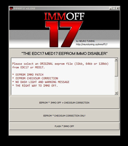 IMMOFF17 Software Immo Off Checksum Correction EDC17 ME17 ME17.5 1