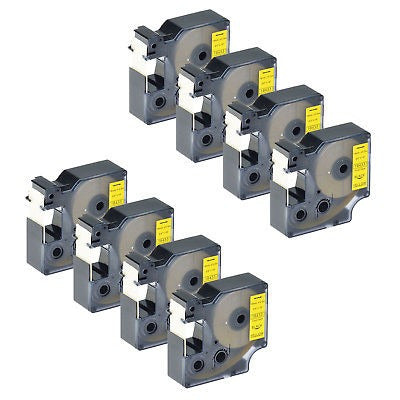 DYMO 8 Pack Negro 18433 En Etiqueta Del Vinilo Amarillo 3/4" Para 0