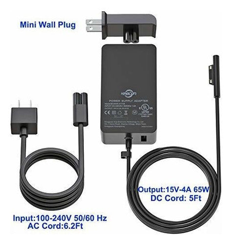 Kabcon 65W Compatible Surface Pro Charger 4