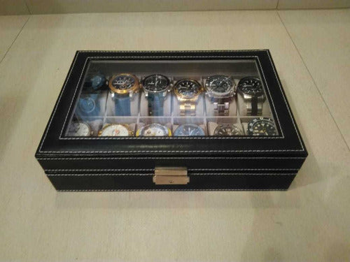 DG Leather Boxes Watch Organizer Case with 12 Slots 7