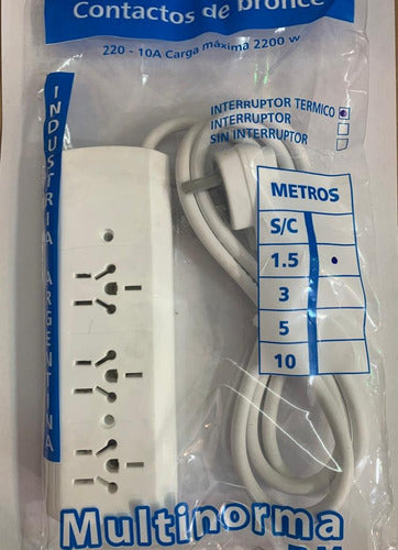 DM Multinorma 3 Socket Power Strip with Thermal Switch 1.5m 0