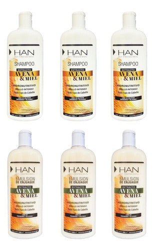 HAN 3-Pack of Oat and Honey Shampoo + Conditioner Set 500ml for Curly Hair 0