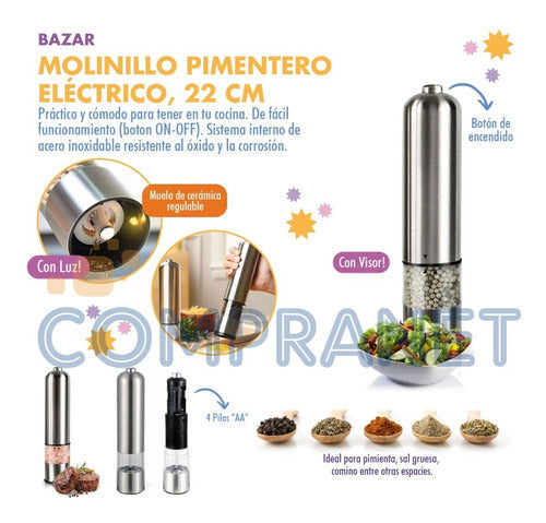 Compranet Electric Pepper Mill with Viewing Window - 11663 1