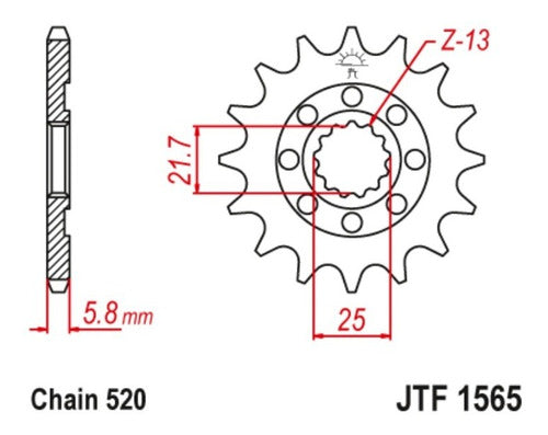 Piñon Honda Transmision Kxf 450 06 20 Klx 450 Jtf1565.13sc ® 1