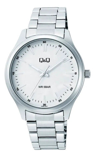 Q&Q Analog Watch Steel Mesh White Dial Q49B004PY Febo 0