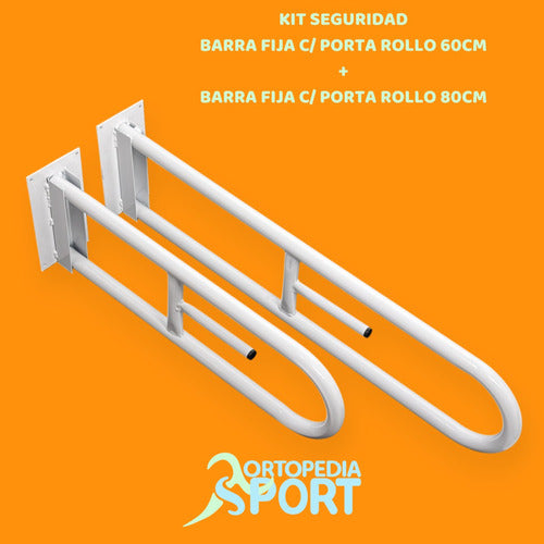 Romano Fixed Safety Grab Bar with Toilet Paper Holder 60 + 80cm X2 1