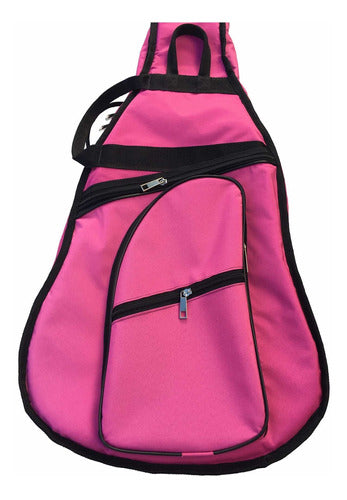 Padded Pink Classical Guitar Case Backpack with Three Pockets 4