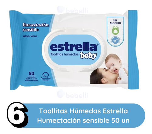 Estrella Baby Wet Wipes Sensitive Moisturization 6 X 50u 1