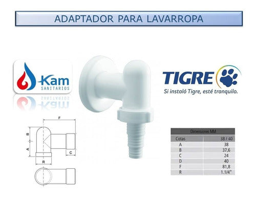 Genebre Adaptador Salida Para Lavarropa 38/40mm Tigre 2