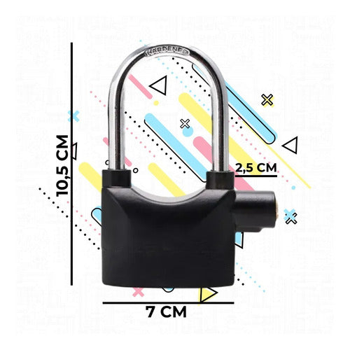 Seis Candado Con Alarma Aro Para Motos Scooter Rejas Sirena 1