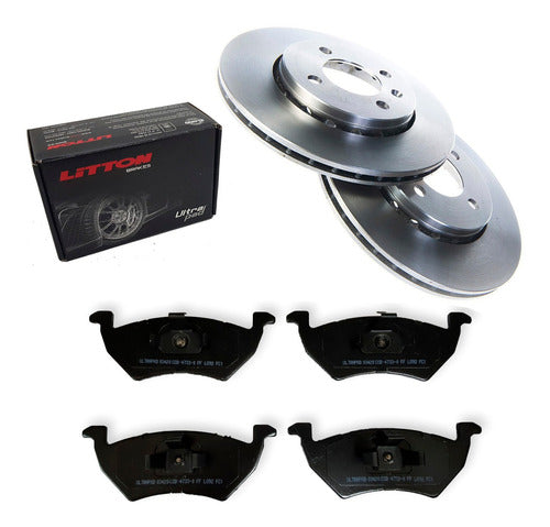 Interparts Disc and Brake Pads Kit for VW Saveiro 2013/1.6 8V Front (C) 0