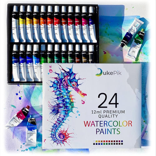 Juego De Acuarela Premium De 24 Colores Dukepik - Vibrantes, 0