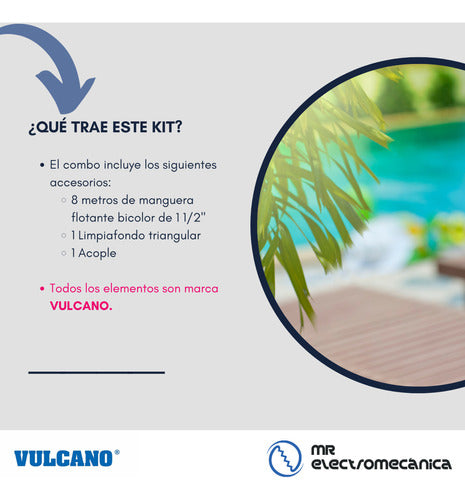 Vulcano Pool Cleaning Kit: Vacuum Head + 8m Hose + Connector 1