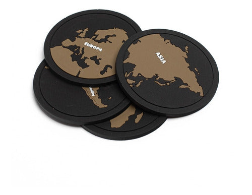 Ave2020 Premium 3D Rubber Map Individual and Coasters Set 4