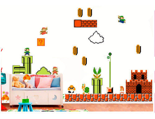 Super Mario Bros 8-Bit Wall Stickers for Kids' Room - Large Decals 0