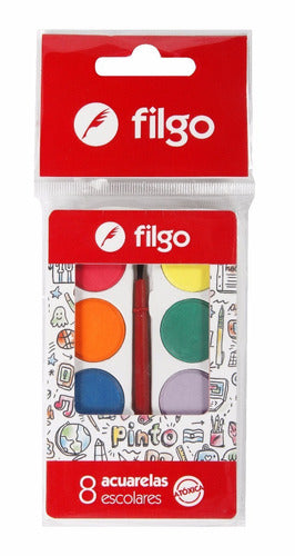 Filgo Watercolor Palette X 8 Colors + Brush Pack X 12 1