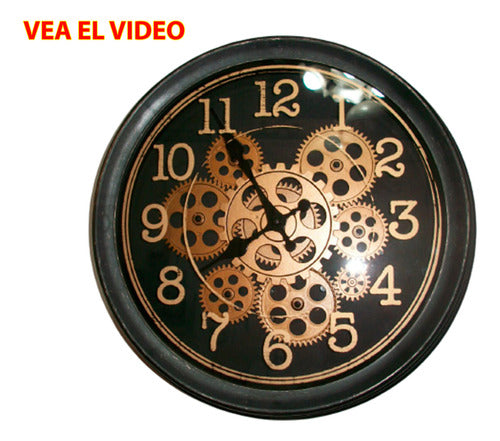 Modern Wall Clock with Moving Gears 0