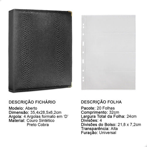 Álbum Fichário 20 Folhas P/ Cédulas 4 Espaços 32x24 Cobra G 1