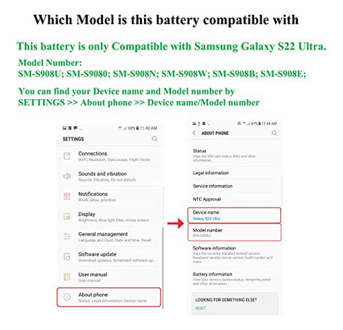 Viimon Replacement Battery for Samsung S22 Ultra SM-S908U 1