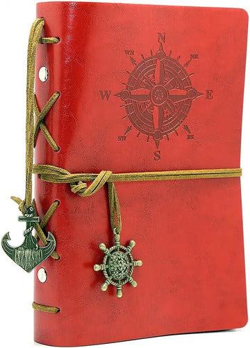 EvZ Leather Writing Journal Notebook, Retro Red 0