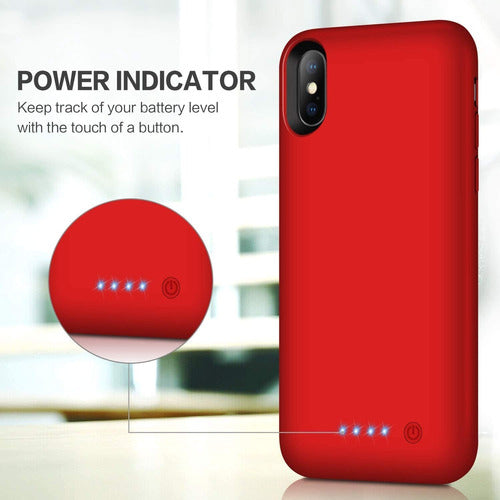 Qtshine Red Charging Case for iPhone XS/X/10 - 6500mAh Battery Capacity 2