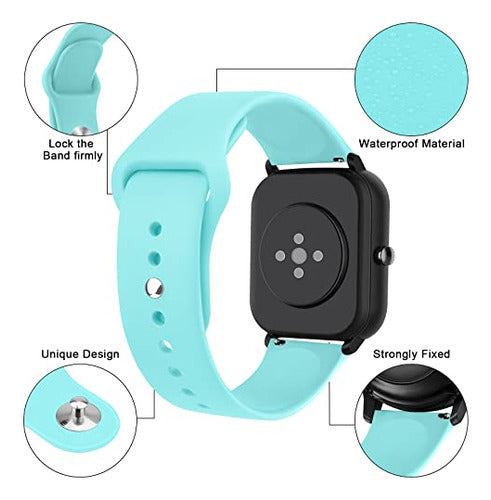 2 Mallas De Silicona Para Amazfit Bip 3,bip 3 Pro,bip U Pro 1