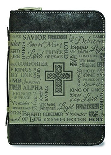 Divinity Boutique Black and Gray Raised Jesus Names Bible Cover 0