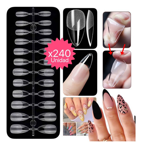 M&Q Regalos 240 Tips Clear Professional Press On Nails 1