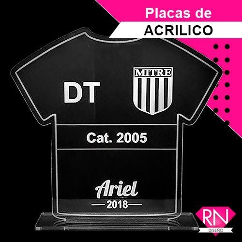 Trofeo, Premio, Placa De Acrílico Grabado - Camiseta 15cm 1