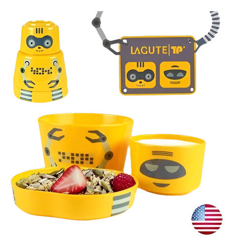 Lagute 3pcs Robot Diseño Bpa Melamina Gratis Kit De Vajilla 0