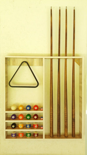 Fushion MB Wall-Mount Taco Rack for 4 Pool Cues and Pool Balls 1