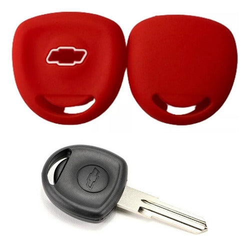 Cubre Volante + Funda Llave Silicona Chevrolet Corsa - Rojo 4