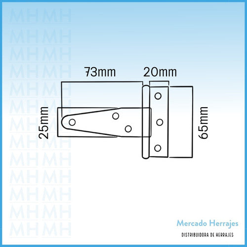 Mercado Herrajes T-Type Hinges 3 Inches x 24 Pairs 1