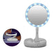 Portable Folding Round LED Light Makeup Mirror with Magnification 2