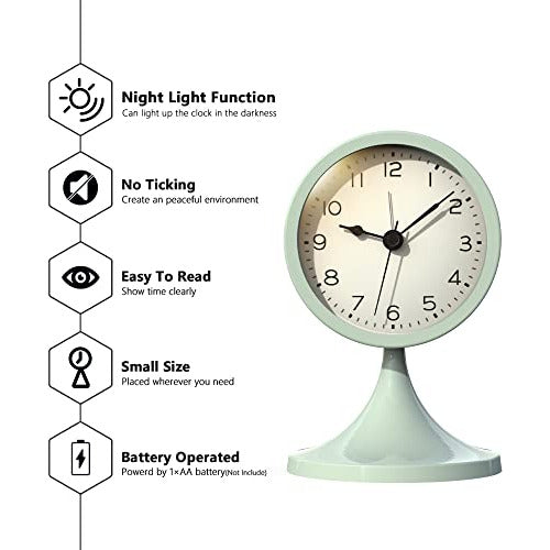 Reloj Despertador De Escritorio 7 Cm Blanco Con Luz 1